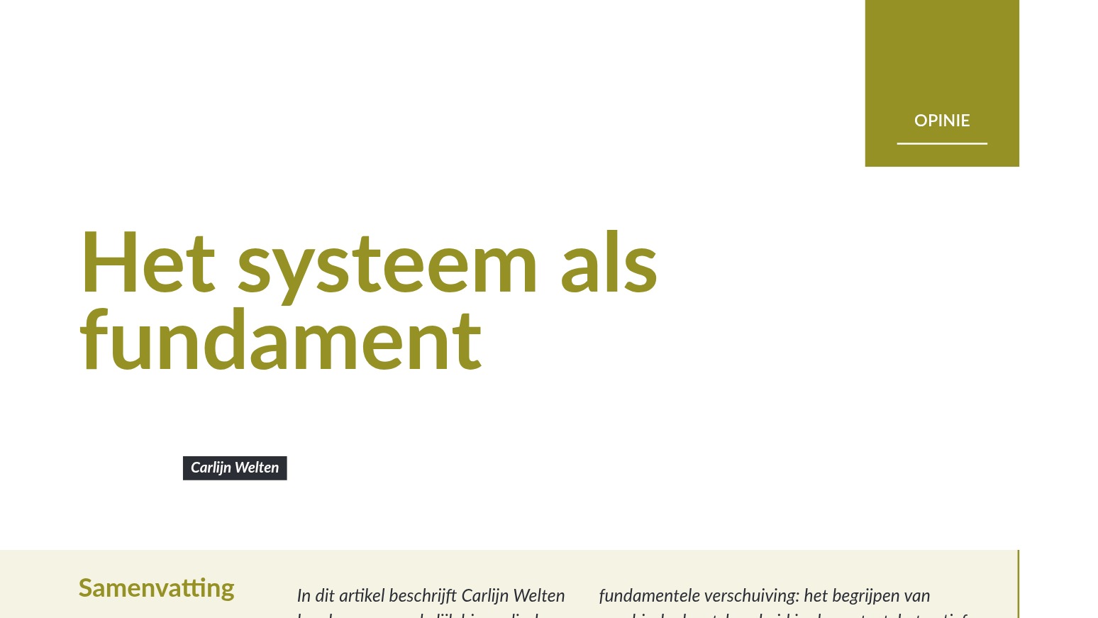 Het systeem als fundament